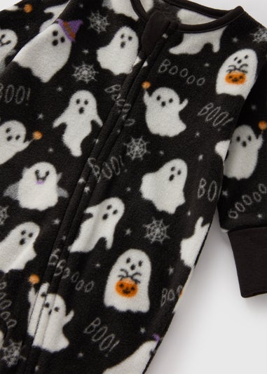 Baby Black Halloween Ghost Fleece Sleepsuit (Newborn-18mths)