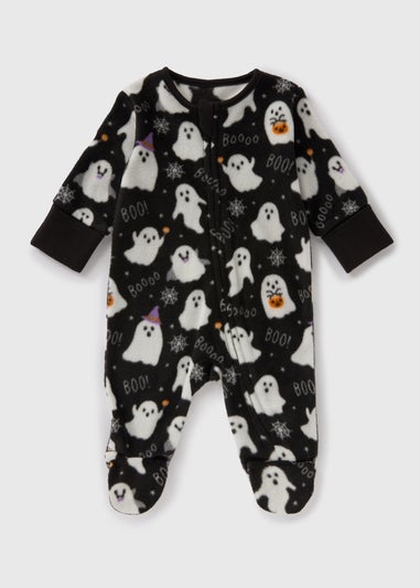 Baby Black Halloween Ghost Fleece Sleepsuit (Newborn-18mths)