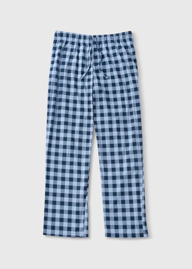 Blue Check Fleece Pyjama Bottoms