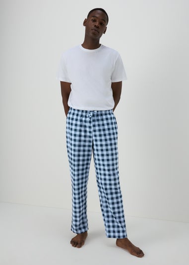 Blue Check Fleece Pyjama Bottoms