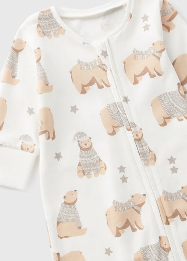 Baby Cream Fairisle Fleece Sleepsuit (First size-18mths)