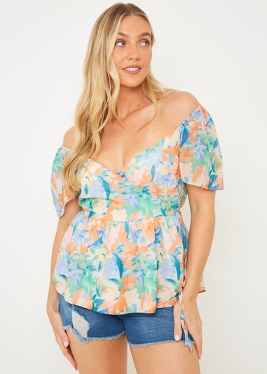 In The Style Multicolour Floral Wrap Blouse