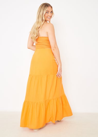 In The Style Orange Tiered Maxi Skirt