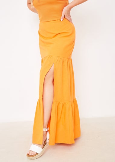 In The Style Orange Tiered Maxi Skirt