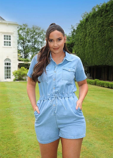 In The Style Blue Button Playsuit