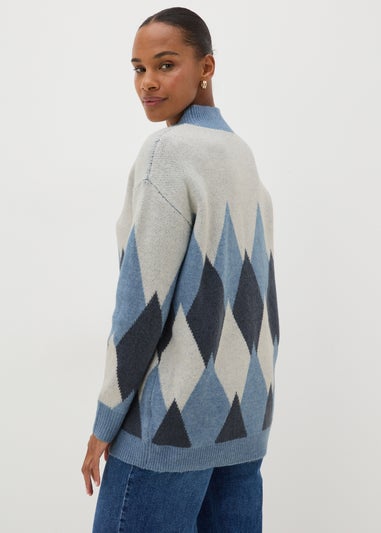 Blue Diamond Knitted Jumper