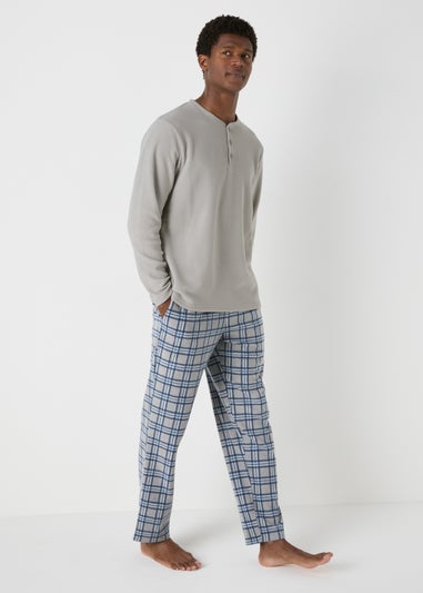 Grey Check Fleece Pyjama Set