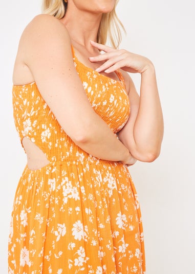 In The Style Orange Floral Cut Out Midi Dress