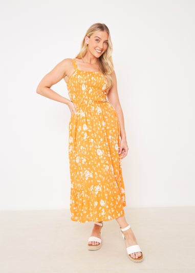 In The Style Orange Floral Cut Out Midi Dress