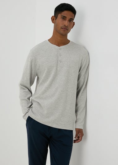 Grey Textured Long Sleeve Pyjama Top