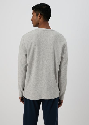 Grey Textured Long Sleeve Pyjama Top