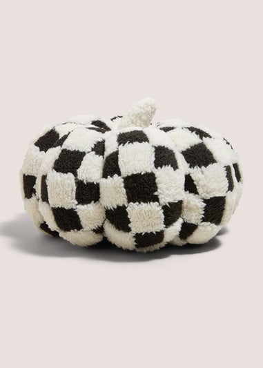 Black Checkerboard Pumpkin Cushion (270mm x 150mm)