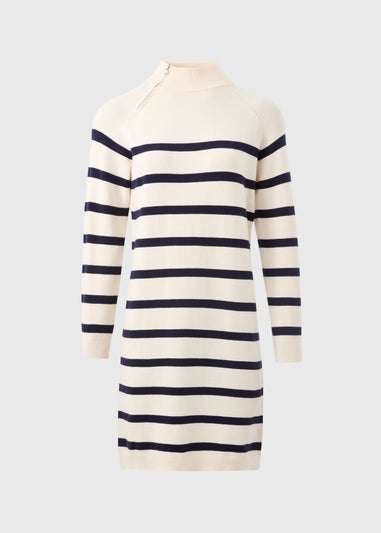 Cream Stripe Knitted Dress