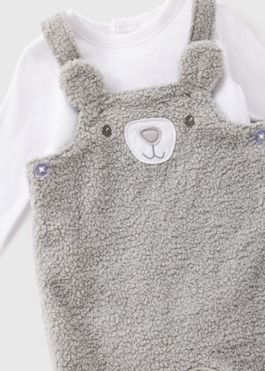 Baby Grey Bear Dungaree Set (Newborn-18mths)