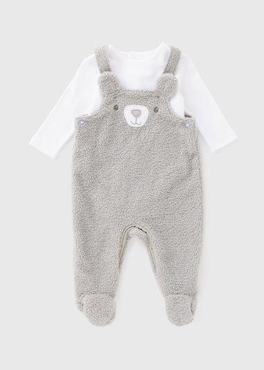 Baby Grey Bear Dungaree Set (Newborn-18mths)