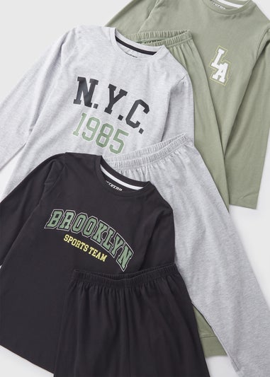 Boys Green NYC Pyjama Top & Bottom Set (7-13yrs)