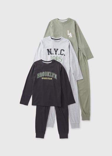 Boys Green NYC Pyjama Top & Bottom Set (7-13yrs)