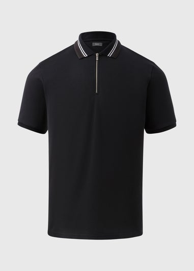 Black Modal Zip Polo Shirt