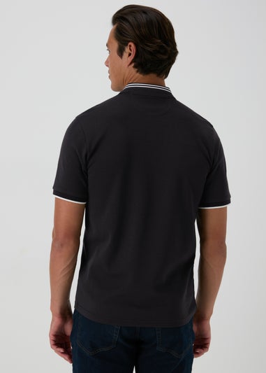 Black Modal Zip Polo Shirt