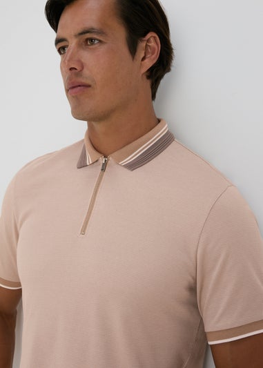 Stone Modal Zip Polo Shirt