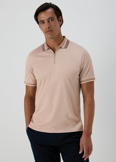 Stone Modal Zip Polo Shirt