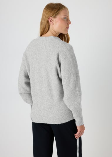 Papaya Petite Grey Boyfriend Fit Cardigan