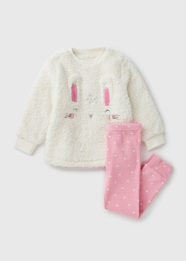 Girls Pink Bunny Top & Leggings Pyjama Set (1-7yrs)