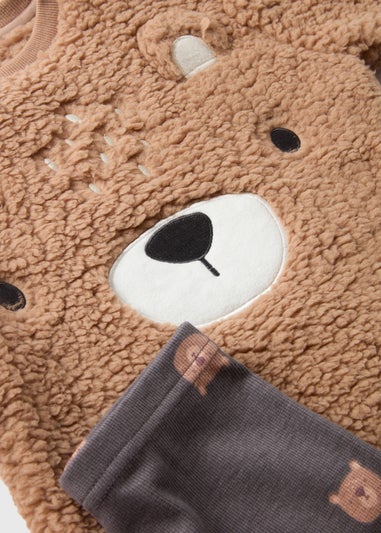 Boys Brown Bear Top & Leggings Pyjama Set (1-7yrs)