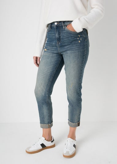 Mid Wash Blue Ripped Ava Jeans