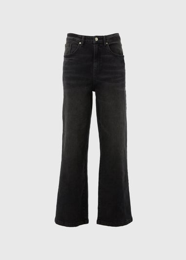 Black Washed Wide Leg Jeans