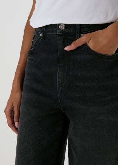 Black Washed Wide Leg Jeans