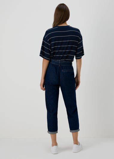 Indigo Paperbag Belted Jeans