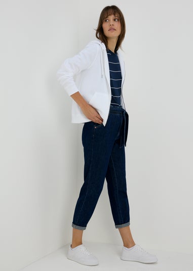 Indigo Paperbag Belted Jeans