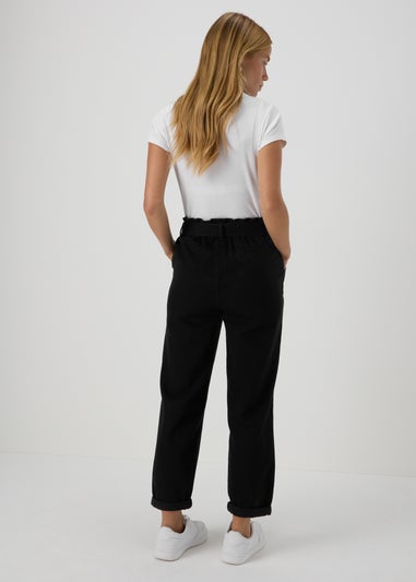 Black Paperbag Belted Jeans