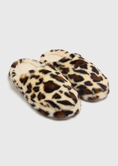 Brown Leopard Print Slippers