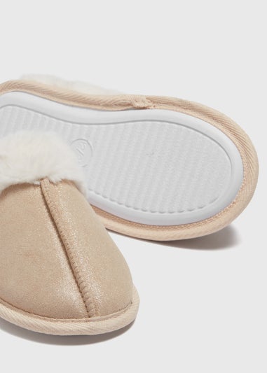 Girls Cream Snug Mule Slippers (Younger 10-Older 5)