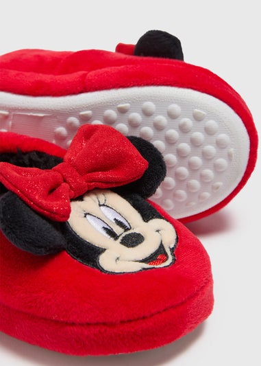 Disney Girls Red Minnie Mouse Slippers (Younger 4-12)