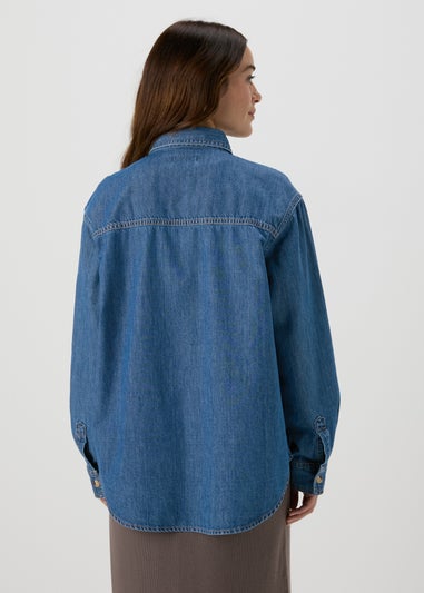 Papaya Petite Mid Wash Denim Shirt