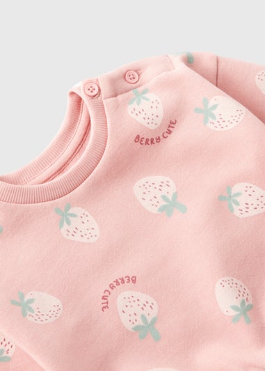 Baby Pink Strawberry Sweatshirt (Newborn-23mths)