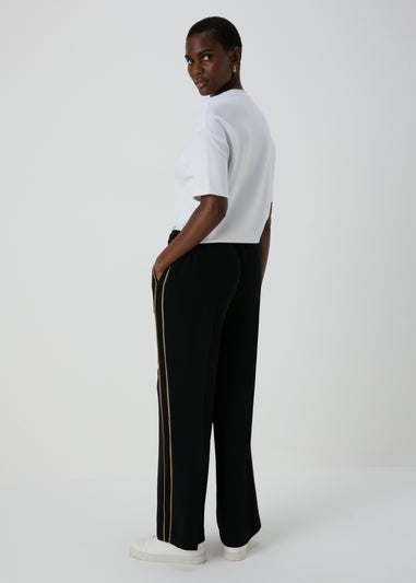 Et Vous Black Side Stripe Wide Leg Trousers