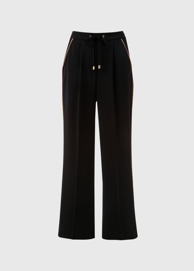 Et Vous Black Side Stripe Wide Leg Trousers