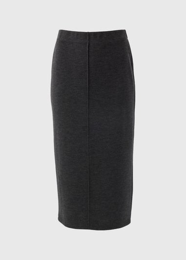 Charcoal Ribbed Midi Skirt