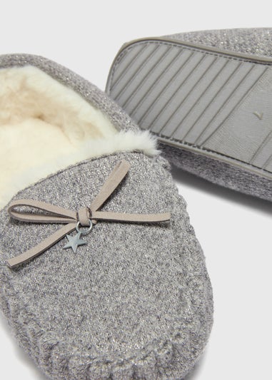 Grey Mocassin Slippers