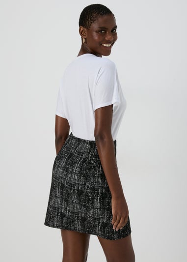 Black Ponte Textured Mini Skirt