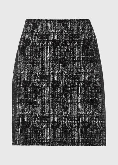 Black Ponte Textured Mini Skirt