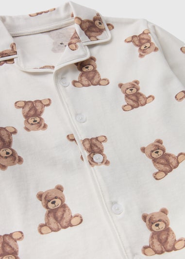 Kids White Bear Shirt & Bottoms Pyjama Set (1-7yrs)