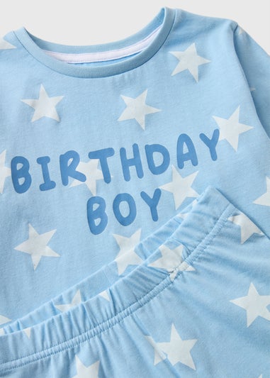 Boys Blue Birthday Top & Bottoms Pyjama Set (1-7yrs)