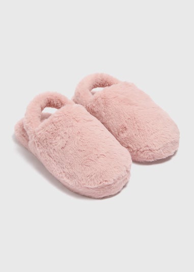 Pink Fur Sling Back Mule Slippers