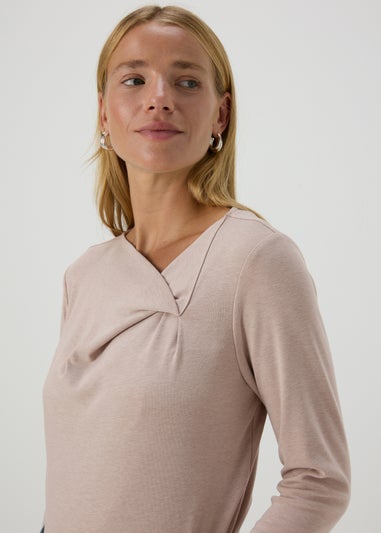 Beige Twist Neck Top