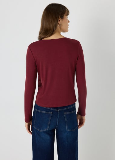 Burgundy Twist Neck Top